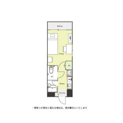 ユニオンマンスリー春日部１　804　1K・シングル☆◆インターネット固定回線（有線・Wi-Fi）無料の部屋◆【禁煙ルーム】人気の角部屋♪バストイレ別・温水洗浄便座付き♪デスクとチェアのあるお部屋♪の間取り図