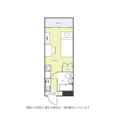 ユニオンマンスリー北小金駅前１　105　1R・シングル☆安心のモニター付きインターフォン＆デスク・チェア＆生活家電のあるお部屋の間取り図