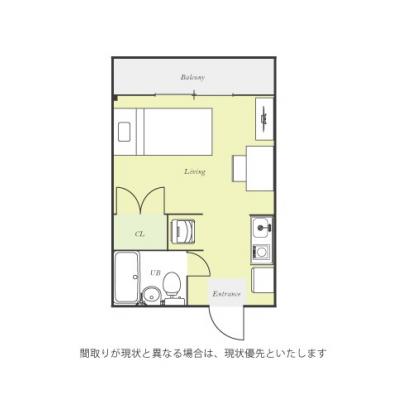 ユニオンマンスリー高幡不動１　206　1R・シングル☆人気のデスクとチェアのあるお部屋♪■駅ビルの「京王高幡ショッピングセンター」ありの間取り図