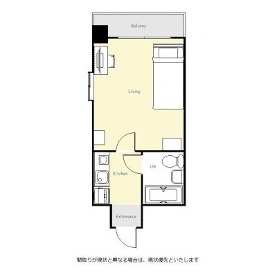ユニオンマンスリー西船橋１　306　1K・シングル☆２面採光で明るいお部屋♪デスク＆チェアがあるお部屋/西船橋駅　徒歩5分！の間取り図