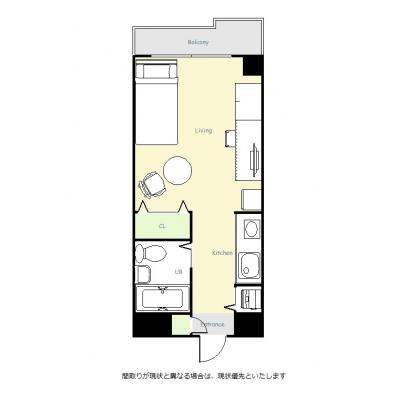 ユニオンマンスリー千葉本八幡１　414　1R・シングル☆◆インターネット固定回線（有線・Wi-Fi）無料の部屋◆人気のデスク＆チェア付き♪の間取り図