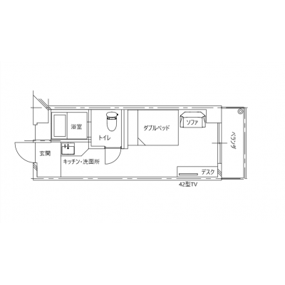 【審査不要・即入居可】天神・博多に良アクセス♪サービス付きマンスリー物件★ペット待機施設有り♪1ヶ月以上ご利用のお客様はキャンペーンあり☆の間取り図