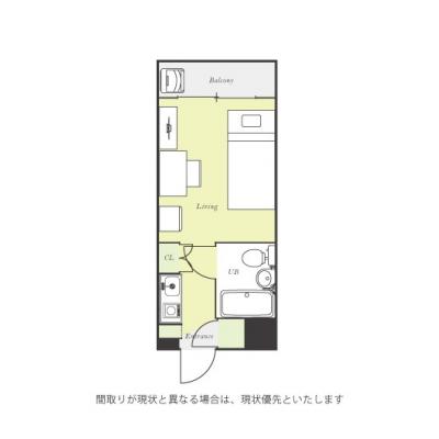 ユニオンマンスリー柏６　104　1R・シングル☆安心のモニター付きインターフォン＆デスク・チェア＆電子レンジなど生活家電のあるお部屋の間取り図