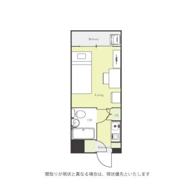 ●2026年5月6日から入居可●ユニオンマンスリー柏６　303　1R・シングル☆安心のモニター付きインターフォン＆デスク・チェア＆洗濯機など生活家電のあるお部屋の間取り図