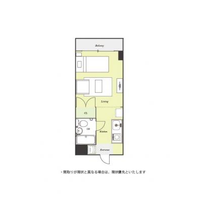 ユニオンマンスリー本厚木２　405　1R・シングル☆【禁煙ルーム】モニター付きインターフォン完備♪快適なソファ付き♪の間取り図