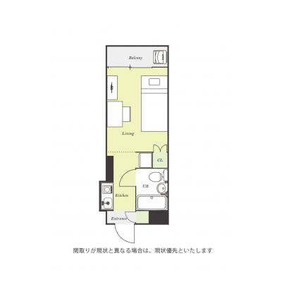 ユニオンマンスリー日吉本町１　306　1R・シングル☆デスク・チェア完備＆たっぷり収納2ドア冷蔵庫など生活家電のあるお部屋の間取り図