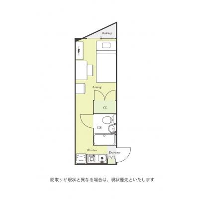 ユニオンマンスリー町田７　201　1R・シングル☆人気の角部屋＆モニター付きインターフォン完備♪デスクや室内洗濯機など生活家電があるお部屋の間取り図