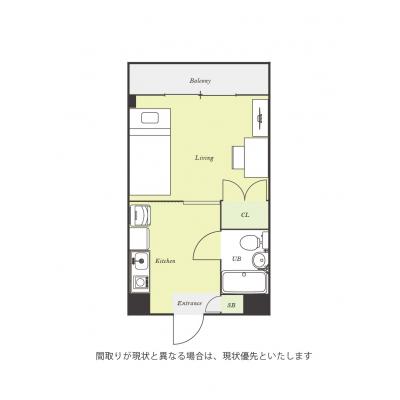 ユニオンマンスリー青葉台１　203　1K・シングル☆モニター付きインターフォン完備♪人気のデスク＆チェア付き♪の間取り図