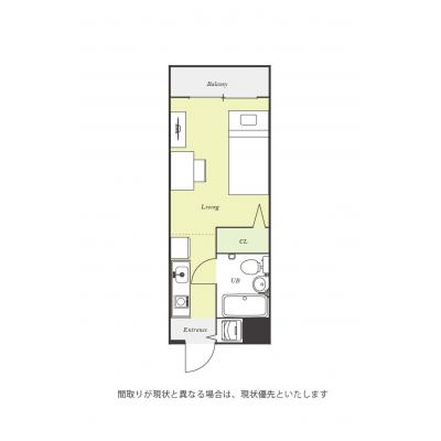 ユニオンマンスリー船橋法典１　B204　1R・シングル☆◆インターネット固定回線（有線・Wi-Fi）無料の部屋◆モニター付きインターフォン♪の間取り図