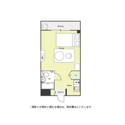 ユニオンマンスリー北越谷１　307　1R・セミダブル☆人気の角部屋♪モニター付きインターフォン完備♪の間取り図