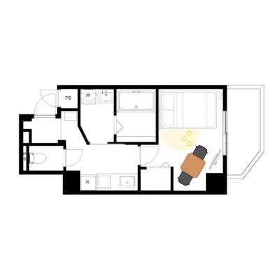 【2026年8月に家具リニューアル！】観光地へのアクセス良好！  入居最大3人／Wi-Fi無料／KISETSU神楽坂 703の間取り図