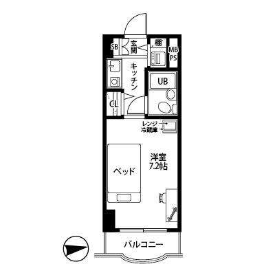 レントライフマンスリー横浜高島町B【契約・事務手数料無料！】の間取り図