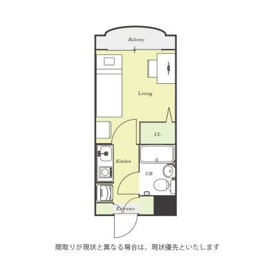 ユニオンマンスリー与野１　402　1K・セミシングル☆オートロック完備♪人気のデスク＆チェア付き♪■JR京浜東北線「与野駅」徒歩5分の間取り図