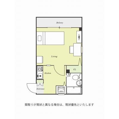 ユニオンマンスリー矢部１　104　1K・シングル☆人気の角部屋♪安心のオートロック＆モニター付きインターフォン♪の間取り図