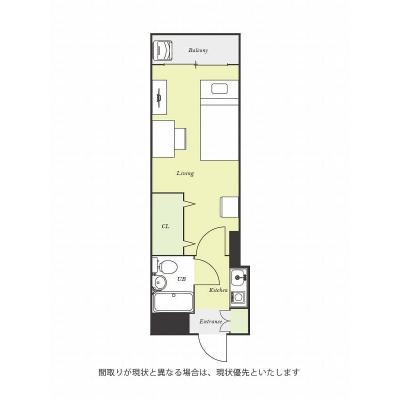 ユニオンマンスリー南与野１　106　1K・シングル☆安心のモニター付きインターフォン＆デスク・チェア＆冷蔵庫など生活家電完備♪Jの間取り図