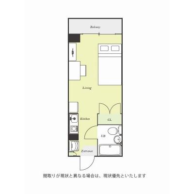 ユニオンマンスリー本厚木３　703　1R・セミダブル☆人気のデスク＆チェア付き♪安心のモニター付きインターフォン＆室内洗濯機♪の間取り図