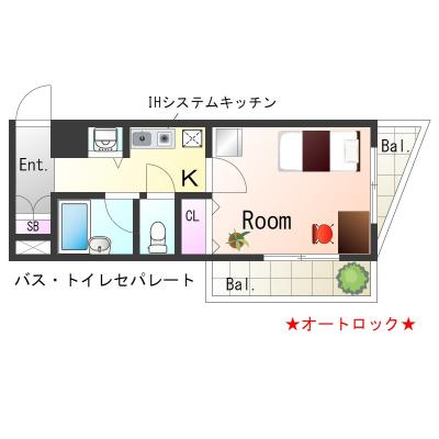★Sステイ明石YK桜町★オートロック・エレベーター★インターネットWi-Fiレンタル可★原付置き場あり★トランクルームあり★の間取り図