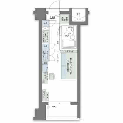 【Aタイプ洋室】アルファコンフォート博多【大浴場付サービスアパートメント】の間取り図