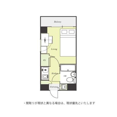 ユニオンマンスリー相模原ソレアード１　907　1K・セミダブル☆橋本駅まで1駅＆町田駅や新横浜駅まで乗換なし/角部屋＆デスク・チェアのお部屋の間取り図
