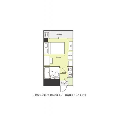 ユニオンマンスリー仙川ソアヴィータ１　204　1R・セミダブル☆【禁煙ルーム】人気の角部屋♪デスク・チェア完備の間取り図