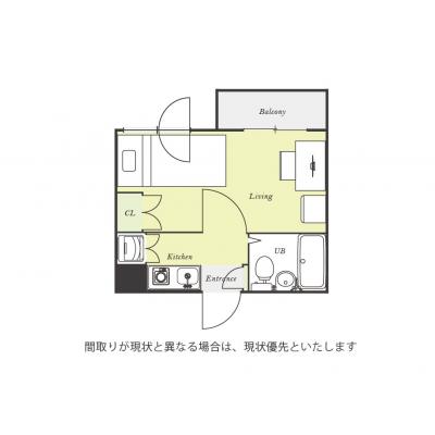 ユニオンマンスリー鶴ヶ島１　106　1K・シングル☆デスク・チェア完備♪安心の建物オートロック＆室内洗濯機など生活家電のあるお部屋の間取り図