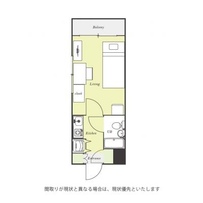 ●2026年4月30日から入居可●ユニオンマンスリー橋本８　107　1K・シングル☆人気の角部屋＆2面採光♪デスク・チェア完備＆室内洗濯機など生活家電のあるお部屋の間取り図