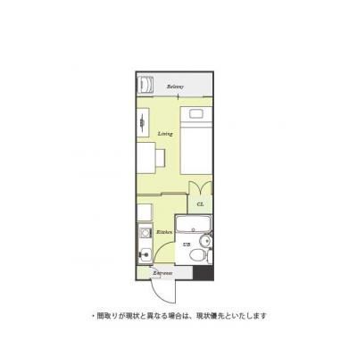 ●2026年5月3日から入居可●ユニオンマンスリー神奈川新町２　407　1K・シングル☆オートロック＆モニター付きインターホン完備のお部屋！京急鶴見駅や横浜駅まで乗換なしの間取り図