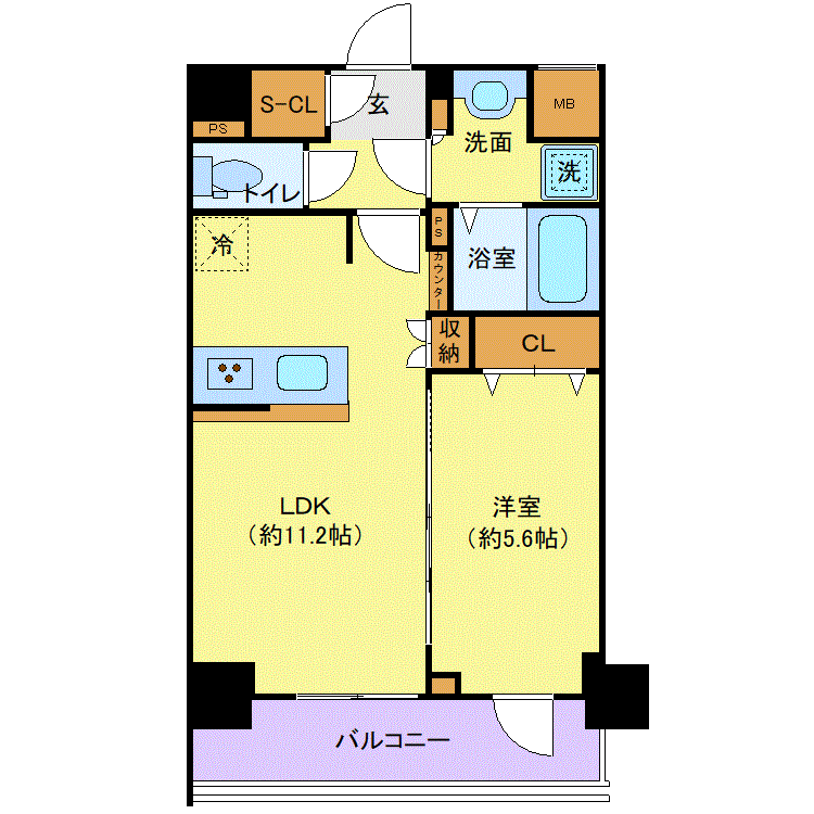 マンスリーリブマックス浅草NORTHブルーム▲『禁煙ルーム・1LDK・40平米』【Wi-Fi無制限・3口ガスキッチン】≪ラグジュアリーシリーズ≫の間取り図