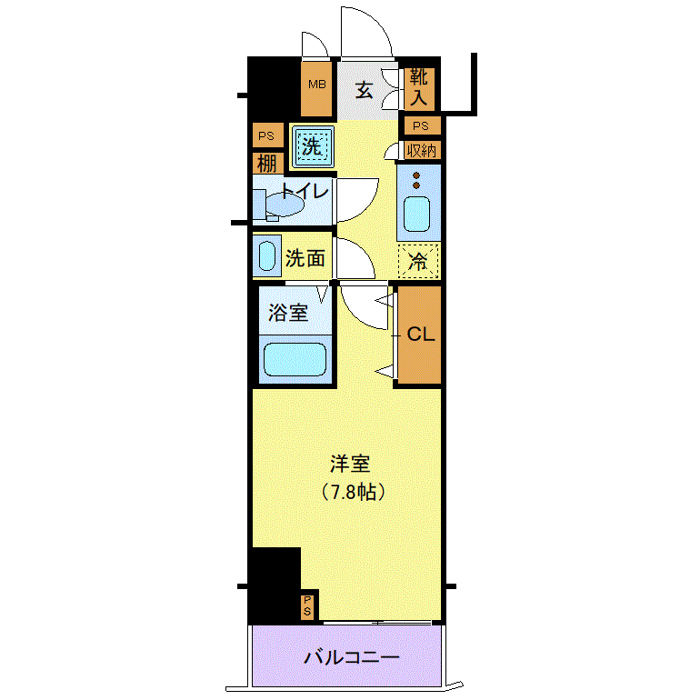 マンスリーリブマックス南麻布グリーンヴェール■『禁煙ルーム・25平米』【独立洗面・浴室乾燥付】≪エクセレントシリーズ≫の間取り図