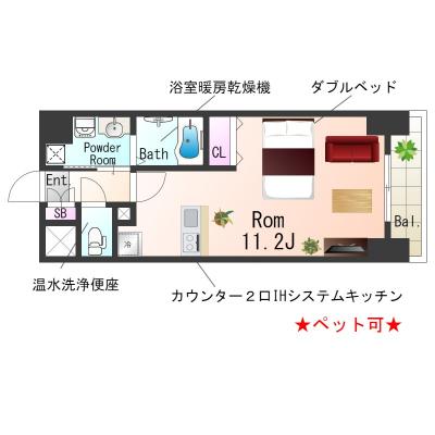 ★Sステイ兵庫コンフォート★ペット可★ダブルベッド・浴室暖房乾燥機・ウォシュレットなど設備充実★Wi-Fiレンタル可★の間取り図