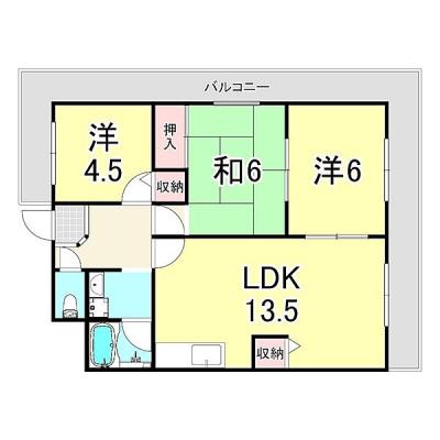 ◆パシオン尼崎ファミリー２【３LDKファミリータイプ・洗浄便座・風呂トイレ別・ネット無料(Wi-Fi対応)】の間取り図