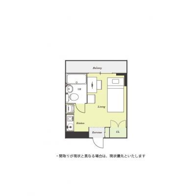 ユニオンマンスリー南多摩レジデンス１　402　1R・シングル☆【禁煙ルーム】◆インターネット固定回線（有線・Wi-Fi）無料の部屋◆オートロック完備の間取り図
