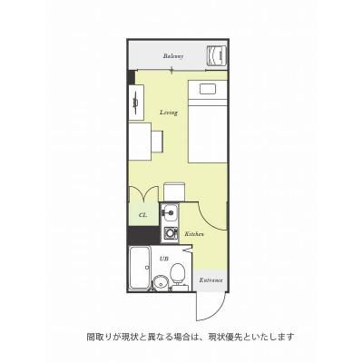 ユニオンマンスリー日吉本町３　104　1K・シングル☆デスク・チェア＆冷蔵庫や電子レンジなど生活家電完備♪日吉駅まで1駅の間取り図