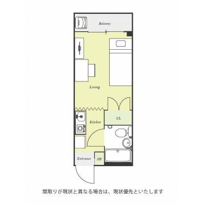 ●2026年4月18日から入居可●ユニオンマンスリー読売ランド前１　112　1R・シングル☆◆インターネット固定回線（有線・Wi-Fi）無料の部屋◆角部屋＆デスク・チェア完備の間取り図