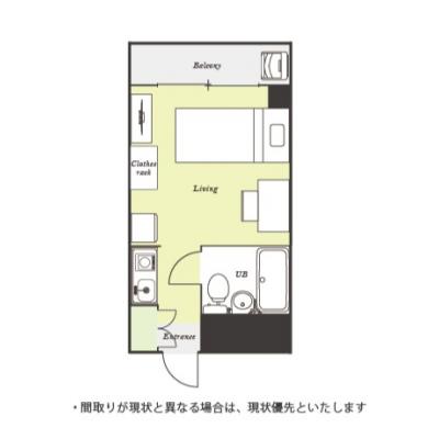 ●2026年4月27日から入居可●ユニオンマンスリー仙川ソアヴィータ１　203　1R・シングル☆【禁煙ルーム】角部屋♪デスク・チェア完備＆生活家電のあるお部屋の間取り図