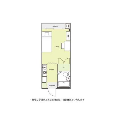 ユニオンマンスリー京王稲田堤セレーノ１　102　1R・シングル☆デスク＆チェア付き！京王相模原線で橋本駅や調布駅に乗り換えなしでアクセス可能の間取り図