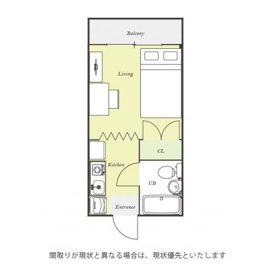 ユニオンマンスリー恋ヶ窪２　205　1R・セミダブル☆室内洗濯機や冷蔵庫など生活家電完備！デスク・チェアのあるお部屋の間取り図