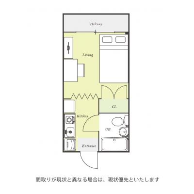 ユニオンマンスリー恋ヶ窪２　207　1R・セミダブル☆人気の角部屋＆デスク・チェア完備！室内洗濯機や電子レンジなど生活家電のあるお部屋の間取り図