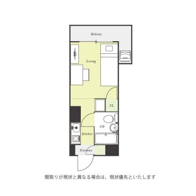 ユニオンマンスリー西川口４　311　1R・セミシングル☆人気の角部屋♪デスク・チェア完備＆冷蔵庫や洗濯機など生活家電のあるお部屋の間取り図