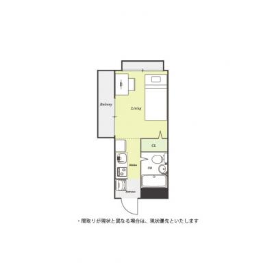 ユニオンマンスリー西国分寺３　101　1R・シングル☆角部屋♪モニター付きインターフォン＆室内洗濯機完備！デスク・チェアのあるお部屋の間取り図