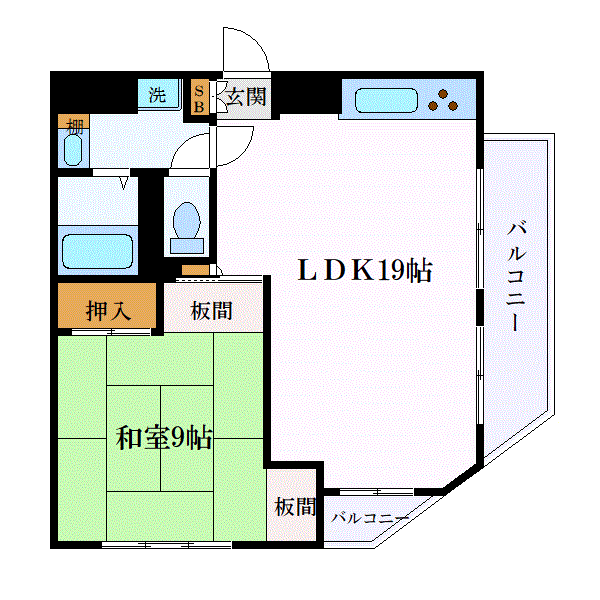 マンスリーリブマックス石神井公園ウィスタリア▲『禁煙ルーム・1LDK・58平米』【独立洗面・追い焚き機能】≪スタンダードシリーズ≫の間取り図