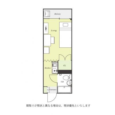 ユニオンマンスリー小手指２　105　1R・シングル☆デスク・チェア完備♪洗濯機や冷蔵庫など生活家電のあるお部屋の間取り図