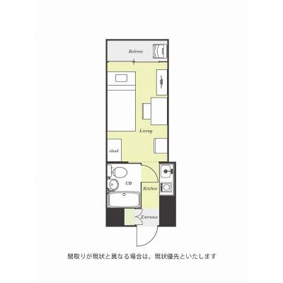 ユニオンマンスリー武蔵小金井２　106　1R・シングル☆デスク・チェア完備♪洗濯機や電子レンジなど生活家電のあるお部屋の間取り図