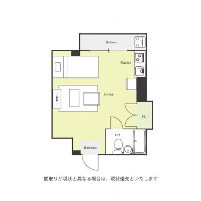 ユニオンマンスリー松戸４　305　1R・シングル☆自炊に嬉しい2口ガスコンロ＆冷蔵庫や電子レンジなどの生活家電完備♪の間取り図