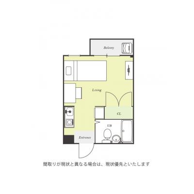 ユニオンマンスリー日野２　122　1R・シングル☆人気の角部屋＆デスク・チェア＆2ドア冷蔵庫や洗濯機など生活家電完備の間取り図