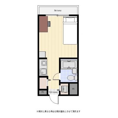 ●2026年1月27日から入居可●ユニオンマンスリー武蔵小杉駅前１　505　1R・シングル☆■1棟複数室有で法人もまとめて入居可♪デスク＆チェア付き♪２ドア冷蔵庫♪の間取り図