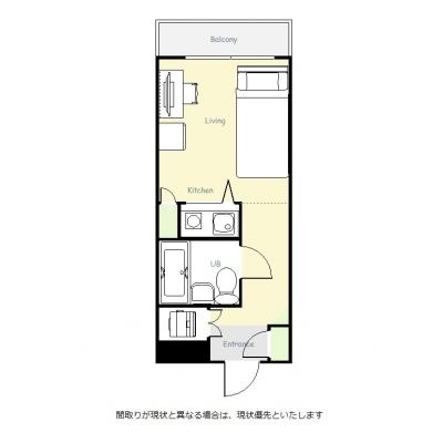 ユニオンマンスリー向ヶ丘遊園１　408　1R・シングル☆登戸乗換で溝の口勤務におススメ！もちろん新百合ヶ丘勤務にも♪駅前充実で買い物も楽ですの間取り図