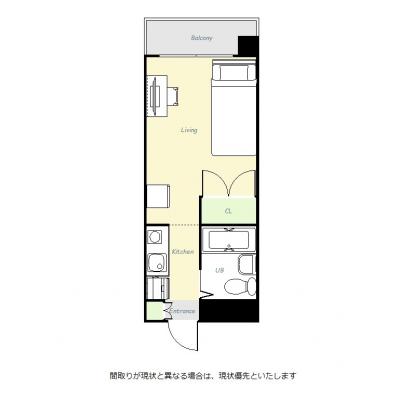 ●2026年4月18日から入居可●ユニオンマンスリー相模原２　1104　1R・シングル☆◆インターネット固定回線(有線)無料の部屋◆相模原近辺でテレワーク・在宅勤務におススメ！電車に乗らずに安心徒歩通の間取り図