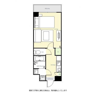 ユニオンマンスリー永山１　106　1K・セミダブル・くつろぎstyle☆永山周辺の勤務やテレワークの拠点に！セカンドハウスにおススメ♪の間取り図
