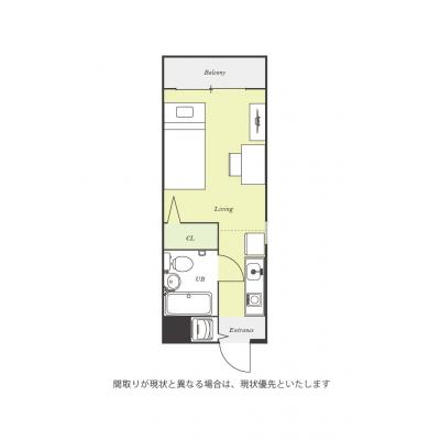 ユニオンマンスリー船橋法典１　B101　1R・シングル☆◆インターネット固定回線（有線・Wi-Fi）無料の部屋◆人気の角部屋＆デスク・チェア＆室内洗濯機や冷蔵庫などの間取り図